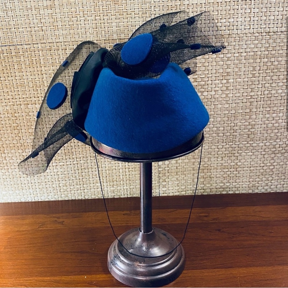 Royal Blue Pill Box Hat by Deborah New York